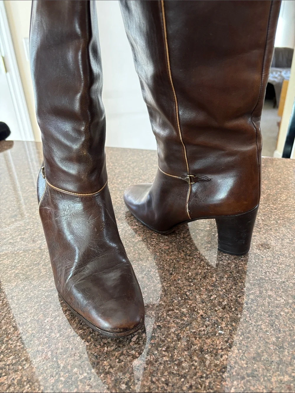 Gucci Ladies dark brown 70’s Horsebit Stacked Heel Boots-7-VINTAGE - Picture 14 of 15